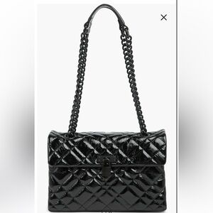 NWT Kurt Geiger Large Brixton Lock Drench Patent Leather Shoulder Bag